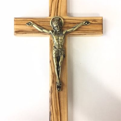 Crucifix Avec Corpus Étain Plaqué Bronze