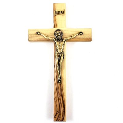 Crucifix avec Corpus en Étain plaqué Bronze