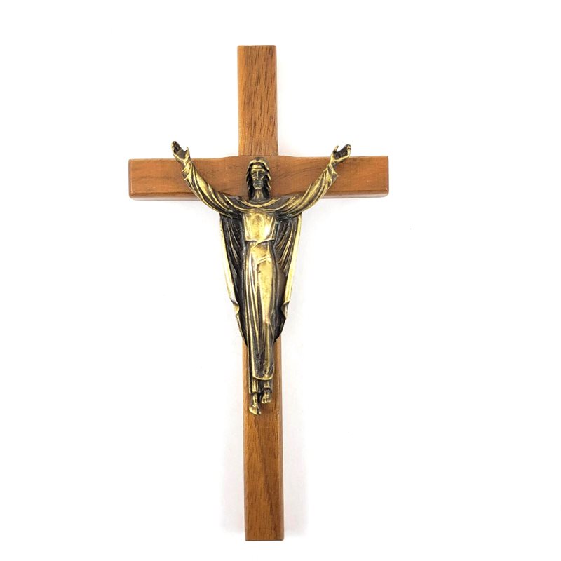 Crucifix de résurrection avec Corpus en Étain plaqué Bronze