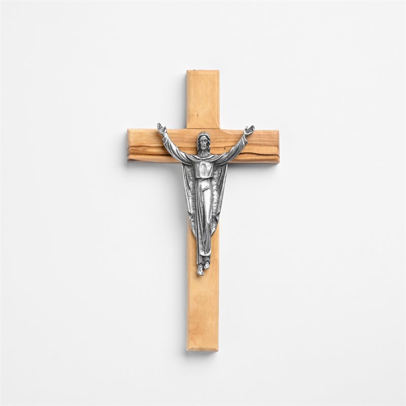 Crucifix de Résurrection avec Corpus en Étain Plaqué Bronze
