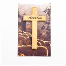 Wood Cross Risen Christ 4 3 / 4in