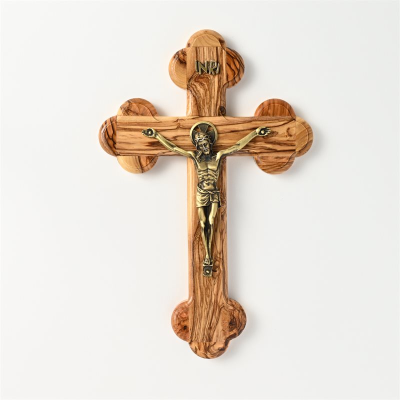 Crucifix oriental en bois avec corpus plaqué bronze