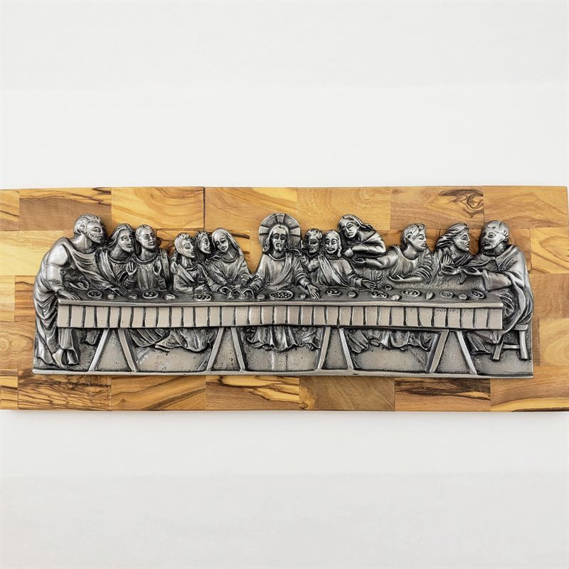 The Last Supper Plaque Made of Olivewood Pewter plated Bronze