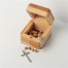 Communion Chalice Rosary Box with Rosary Made of Olivewood2.5" x 2.25" x 1.75"