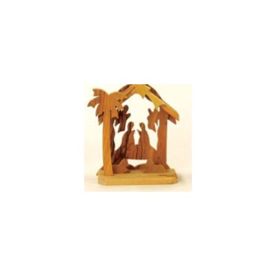 Nativity Grotto Ornament Made of Olivewood