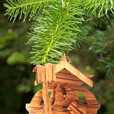 Ornement étoile de la Nativité en bois d'olivier