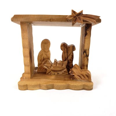 Christmas Nativity Stable Made of Olivewood 2.5" Nativité de Noël en bois d'olivier