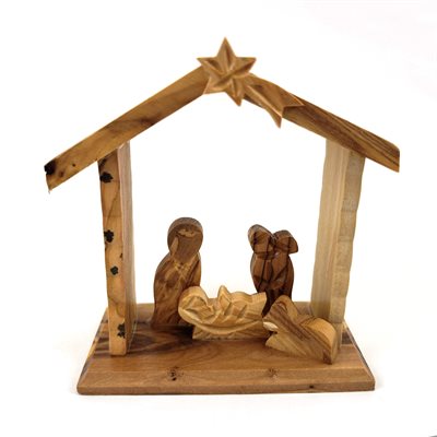Crèche de Noël de la Nativité en bois d'olivier