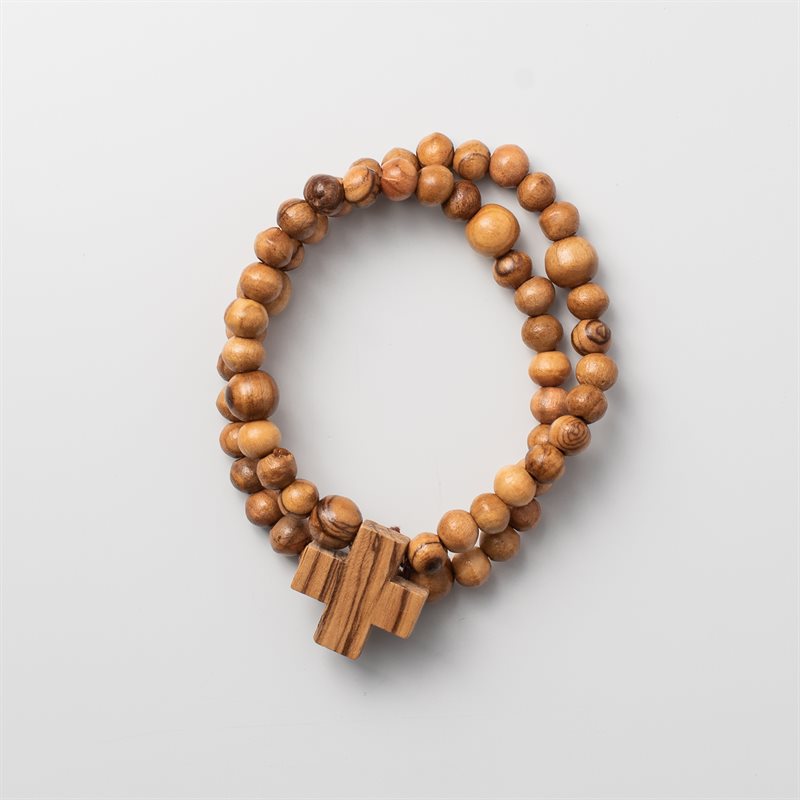 Bracelet chapelet en bois d'olivier