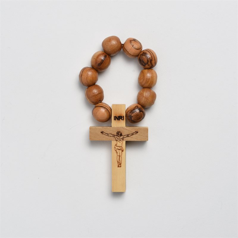 Elastic Finger Rosary Made of Olivewood 12mm