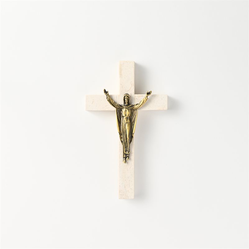 Croix en pierre de Bethléem Jésus Glorieux 15cm
