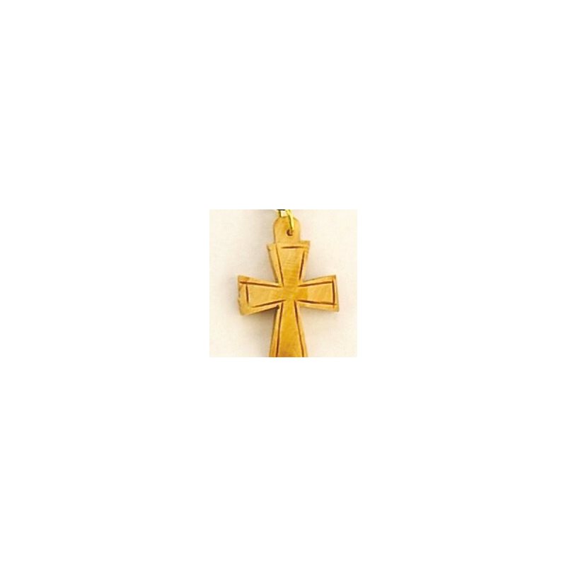 pendentif croix sur cordon en bois d'olivier