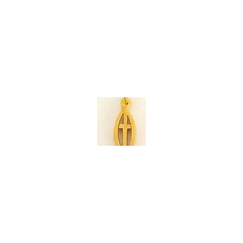 Cross in Fish Pendant Made of Olivewood