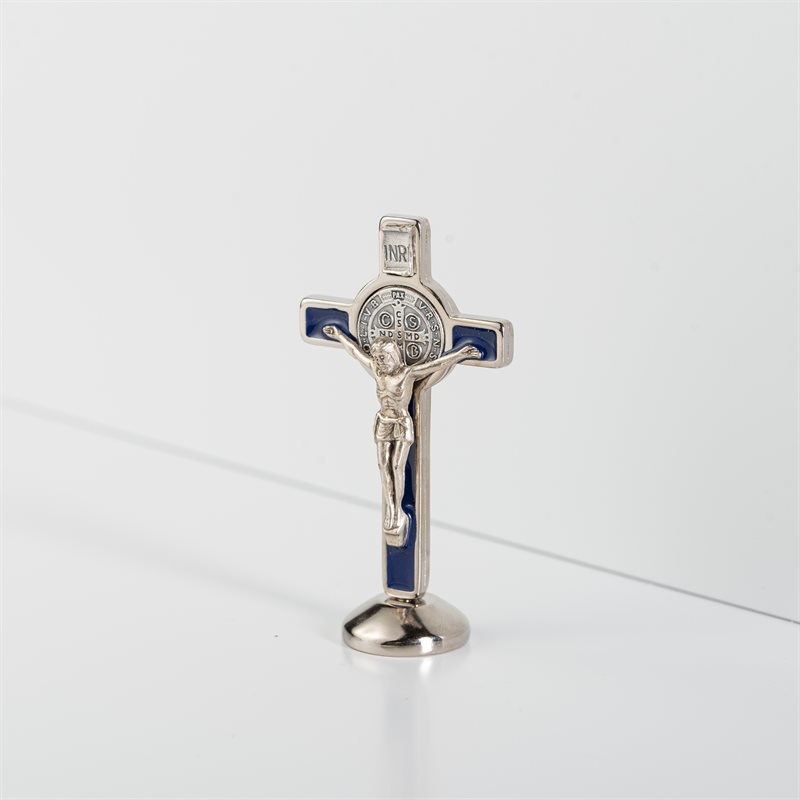 St Benedict Blue Crucifix on Magnetic Base Enamelel 3"