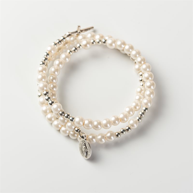 Wrap Rosary Bracelet Pearl Colour