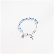 Translucent blue pearl bracelet on silver chain