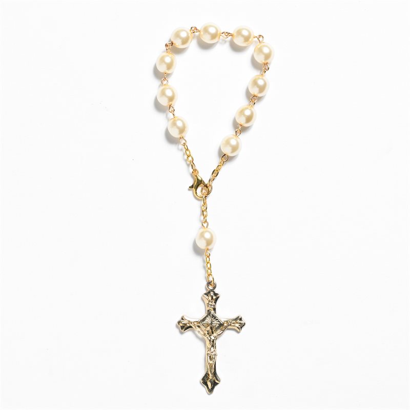 Rosary one dec cream gold no center