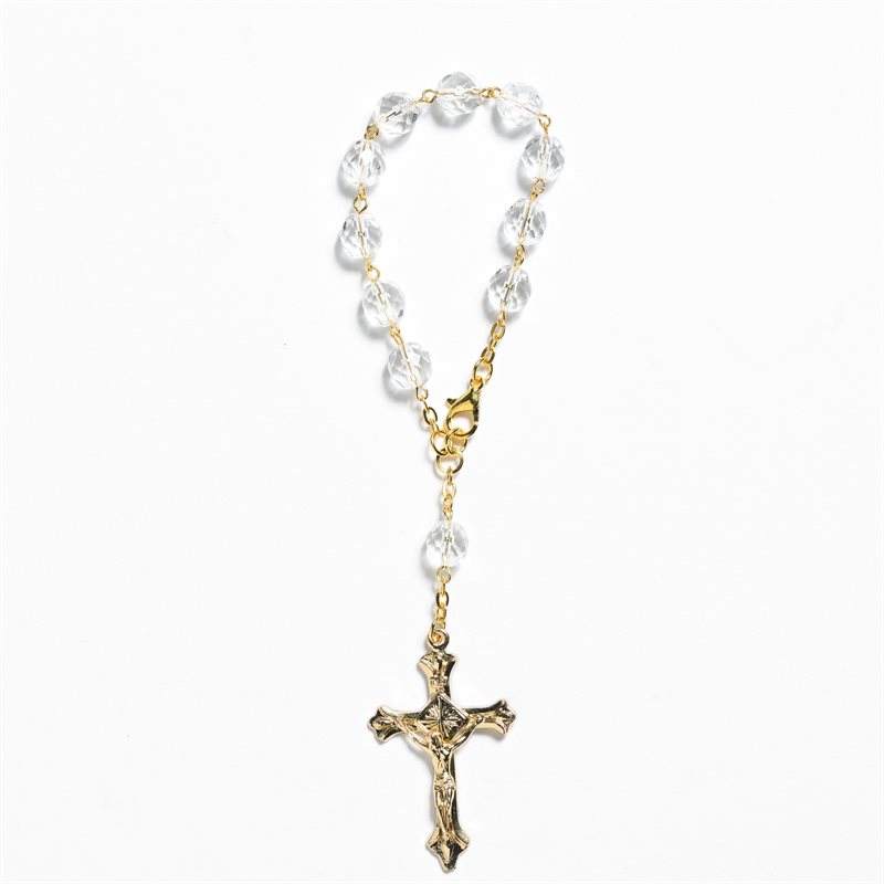 One dec crystal NC auto rosary gold