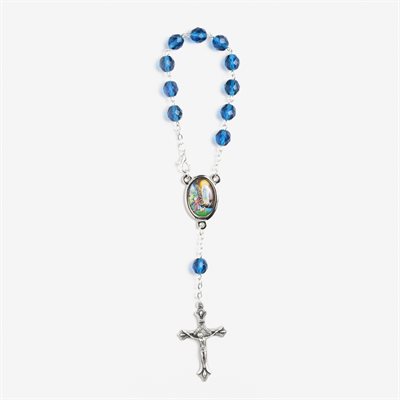 Dizainier crystal bleu de Notre-Dame de Lourdes pour rétroviseur