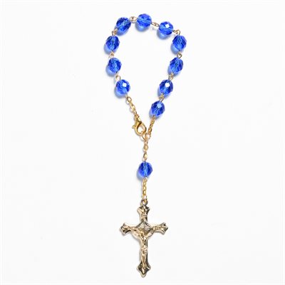 Saphire auto decade rosary gold