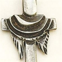 Cross Shroud Pewter Pendant on Cord