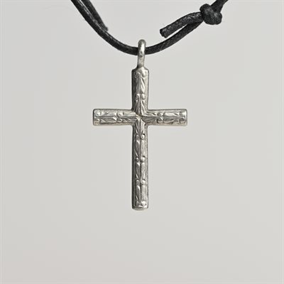 Cross Pewter Pendant on Cord