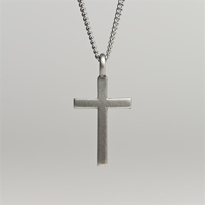 Cross Plain Pewter Chain 18"