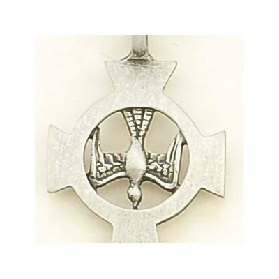 Dove in Cross Pewter Pendant on Cord