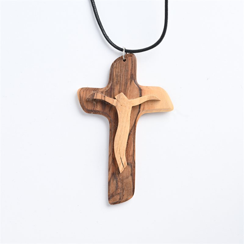 Olivewood Crucifix on Cord 3"