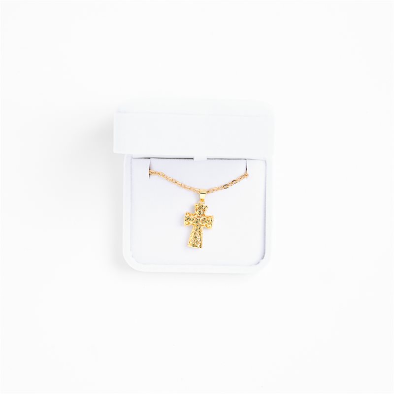 Gold plated filigree cross on chain