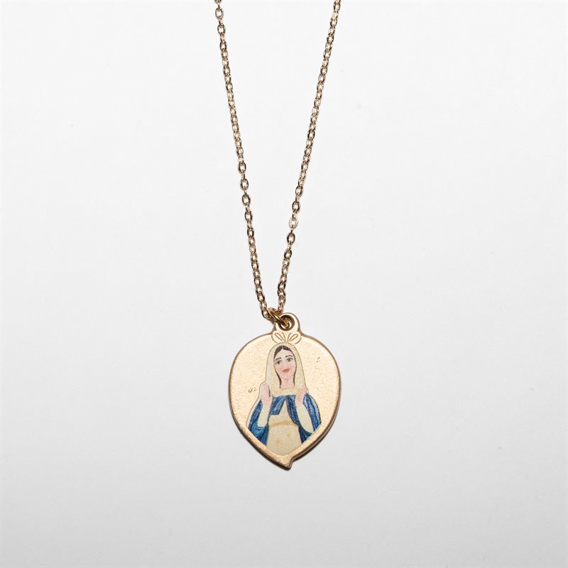 Pendant Comforting Mary 26mm Colour Chain