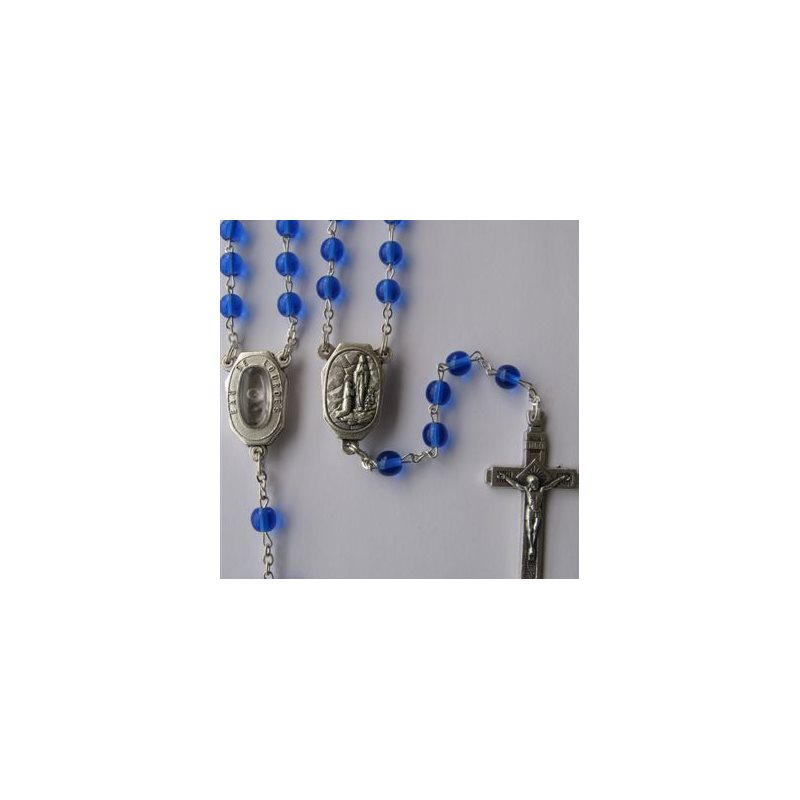 Lourdes Water Blue Rosary Chapelet Eau de Notre-Dame-de-Lourdes