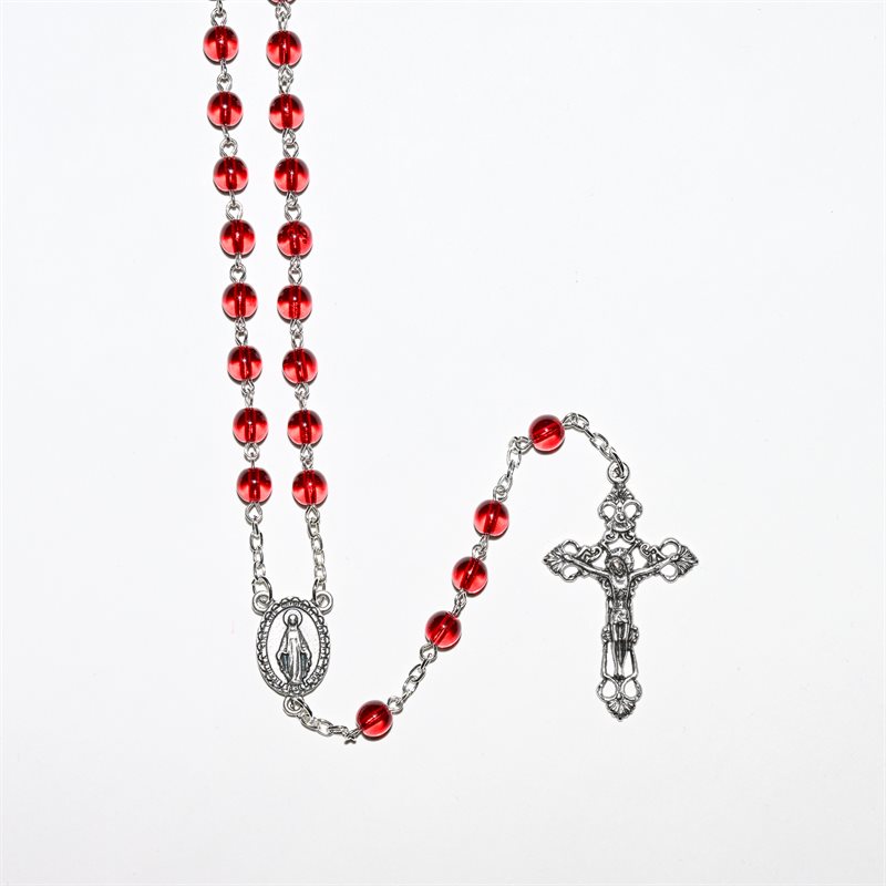 Red Glass Rosary 6mm