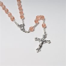 Rosary pink crackled glass