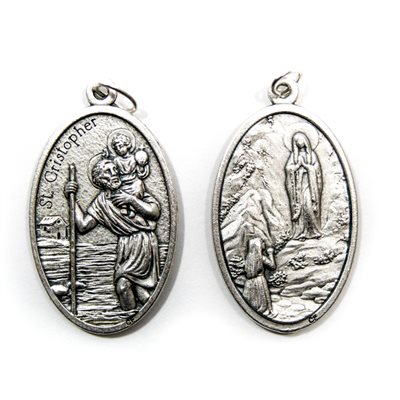 Lourdes & St Christopher Medal