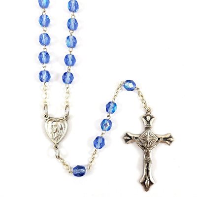 Blue Rosary Fire Pressed Beads 6mm
