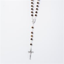 Fire Polish Beads Holy Land Rosary Brown