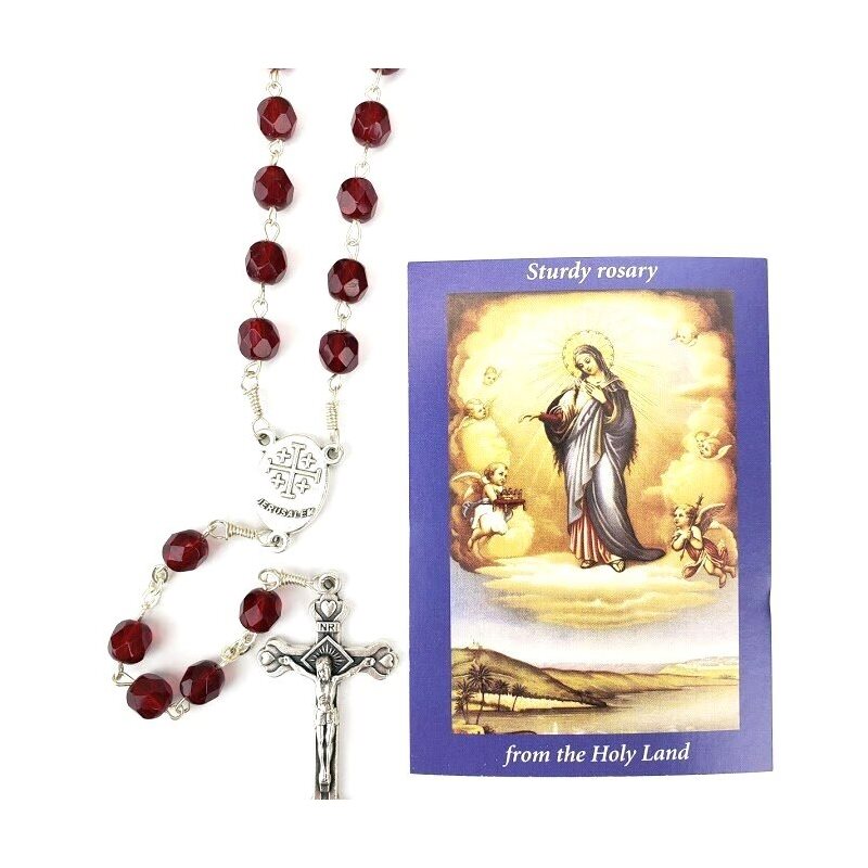 Fire Polish Beads Holy Land Rosary Red