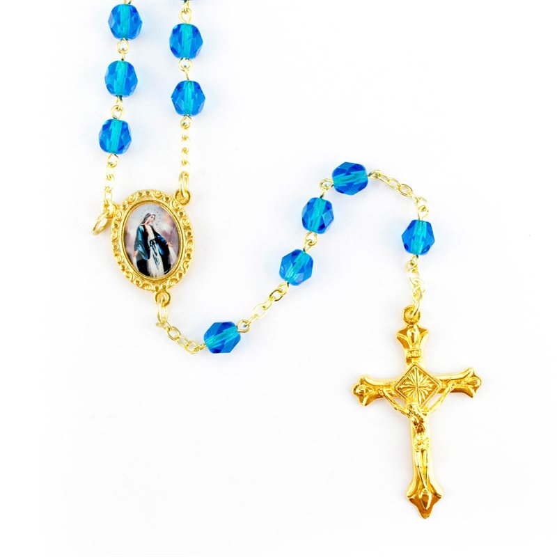 Mary Turquoise Gold Rosary Chapelet Marie Turquoise doré