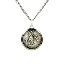 Mary as untier of Knots Medal with 20" Chain & velvet Box Silver Plated Made in France
