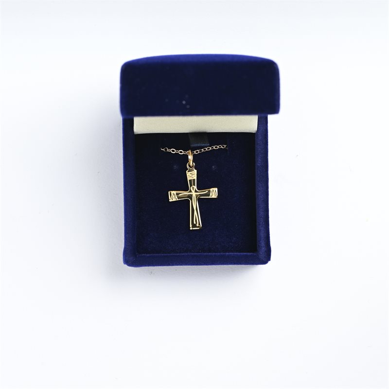 Cross with Jesus engraved Gold