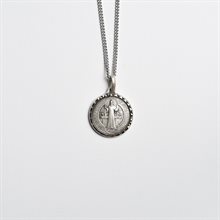 St Benedict Medal with 18" Chain and velvet Box Silver plated Made in France
