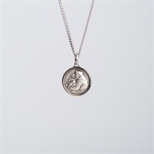 St Anthony Medal with 18" Chain and velvet Box Silver plated Made in France
