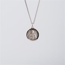 Sacred Heart of Jesus Medal with 18" Chain & velvet Box Silver Plated Made in France