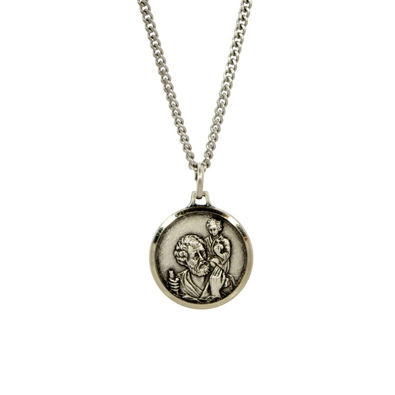 Médaille St Christophe avec chaîne 18" Plaqué Argent fabriqué en France