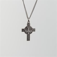 Confirmation Cross with 18" Chain and velvet Box Silver plated Made in France