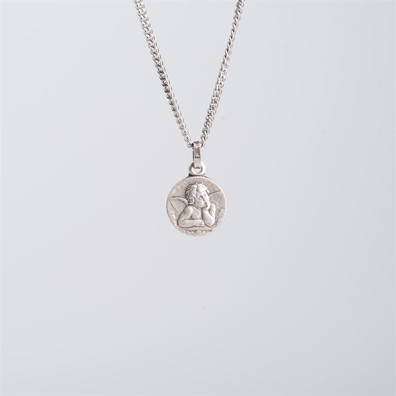 Little Angel Medal with 18" Chain and velvet Box Silver plated Made in France
