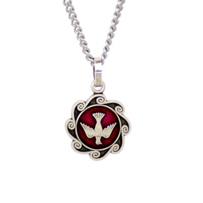 Confirmation Medal with 18" Chain and velvet Box Silver plated Made in France