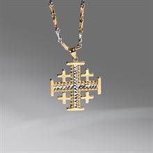 2 Tone Gold Jerusalem Cross, 2.5cm 4.9g, 14KT