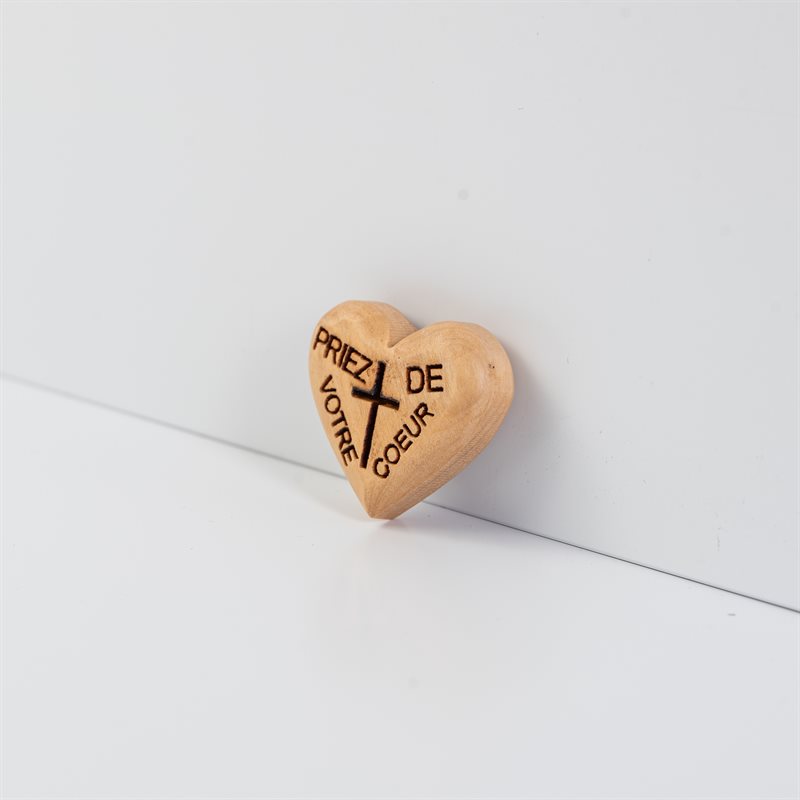 Pray from you Heart in French Made of Olivewood